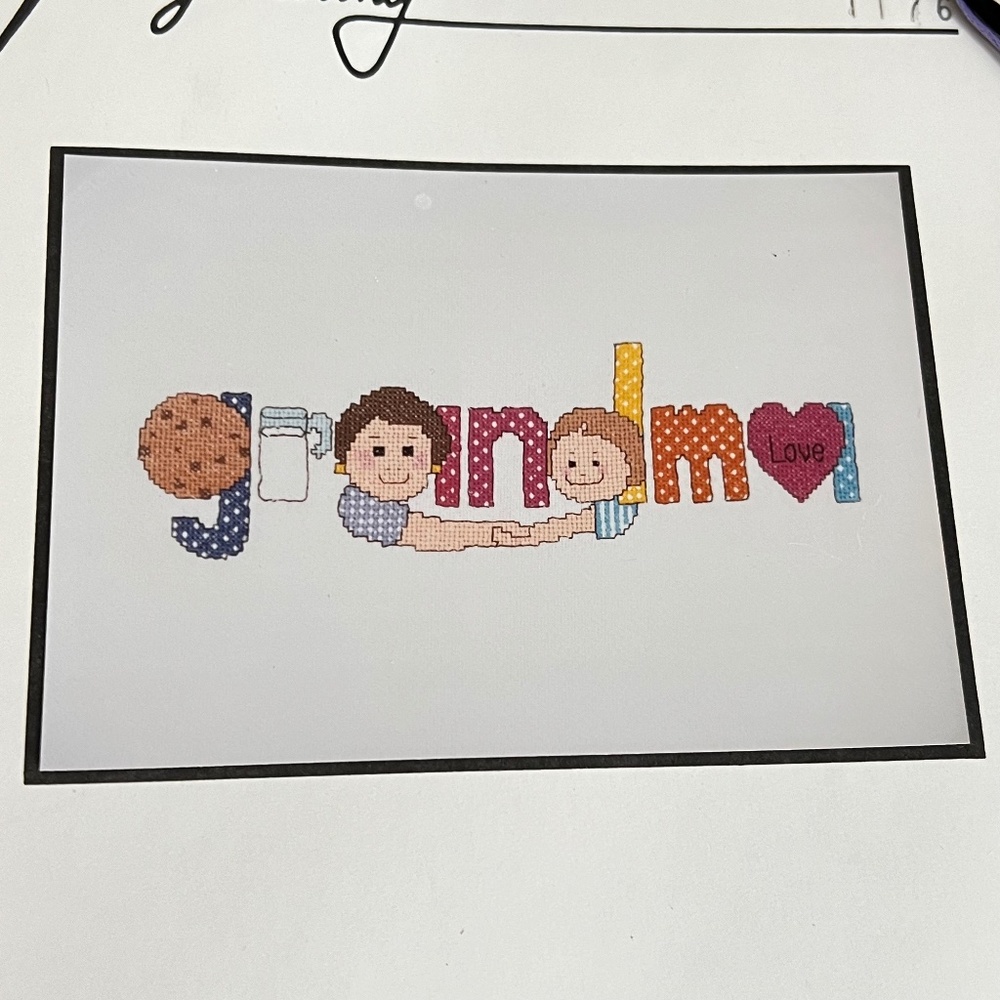 GRANDMA Cross Stitch Kit by Imaginating for Sweatshirt or Framing Open Package